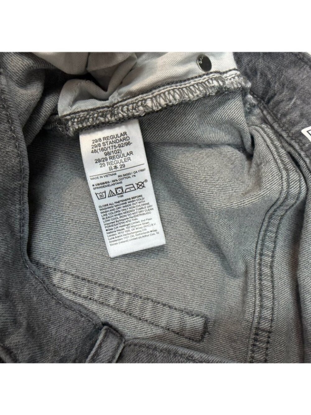 GAP Cheeky Straight High Rise Jeans Size 8/29 Button Fly Sky Gray Raw Hem 753446 - Picture 7 of 10